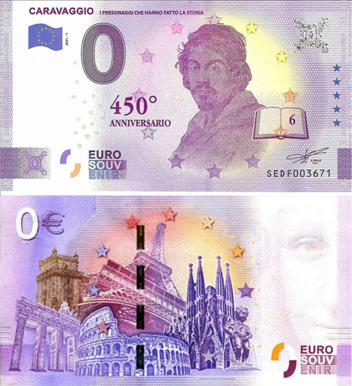 Banconota 0 Euro Caravaggio "I Personaggi che Hanno Fatto la Storia" -  Italia - 2021 