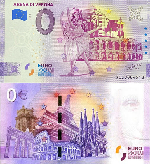 Banconota 0 Euro Arena di Verona -  Italia - 2021 