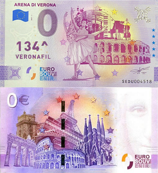 Banconota 0 Euro Arena di Verona (SPECIAL EDITION 134° VERONAFIL) -  Italia - 2021 