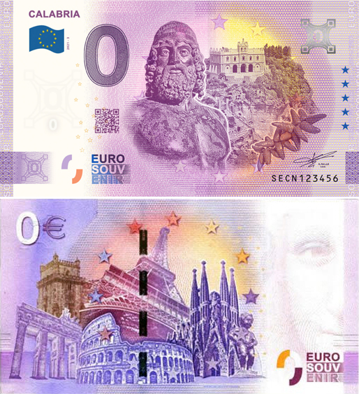 Banconota 0 Euro Calabria -  Italia - 2021 