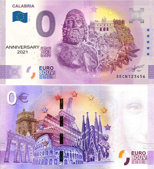 Banconota 0 Euro Calabria (ANNIVERSARY) -  Italia - 2021 