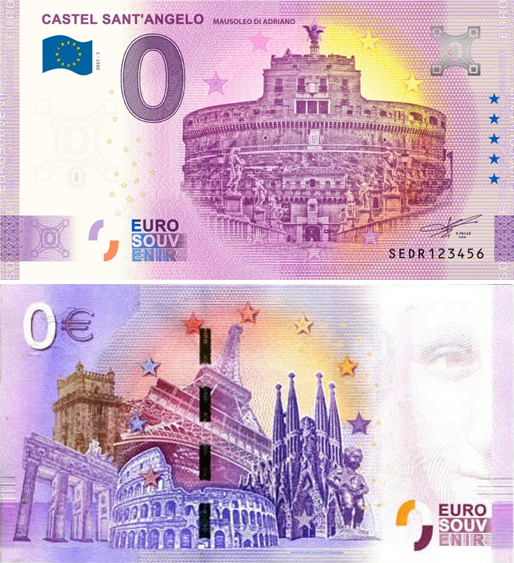 Banconota 0 Euro Castel Sant'Angelo "Mausoleo di Adriano" -  Italia - 2021 