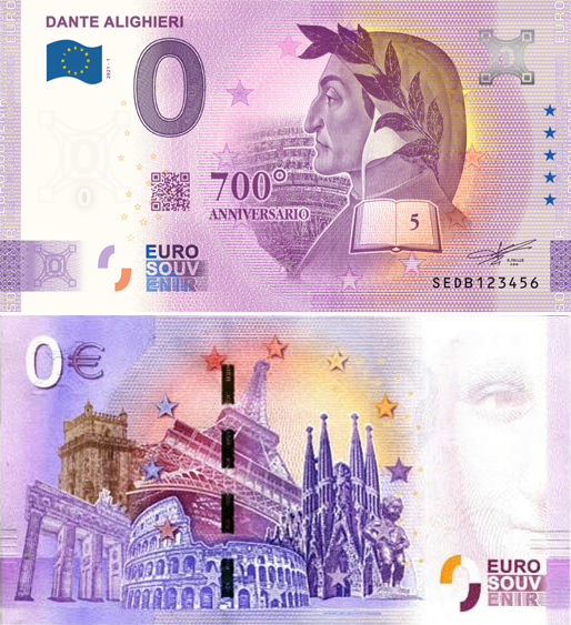 Banconota 0 Euro Dante Alighieri -  Italia - 2021 