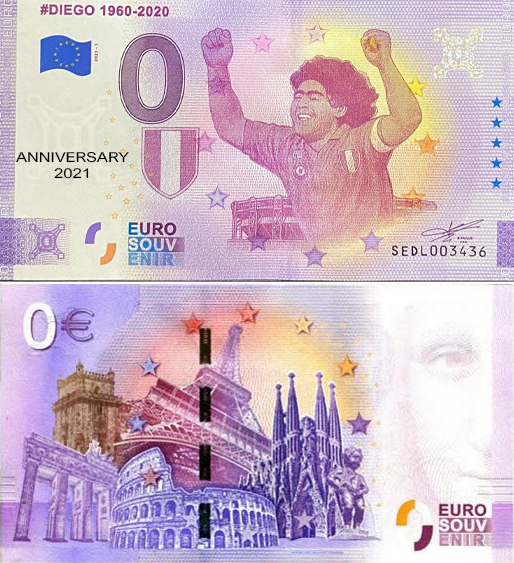 Banconota 0 Euro #Diego 1960-2020 (ANNIVERSARY) -  Italia - 2021 
