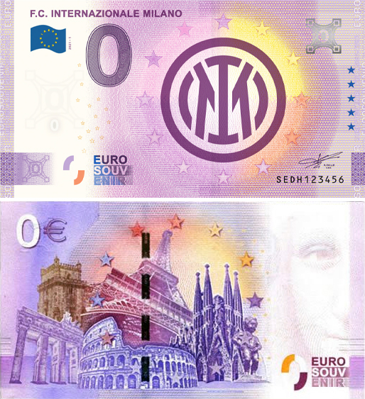 Banconota 0 Euro F.C. Internazionale Milano -  Italia - 2021 
