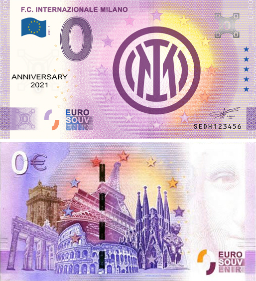 Banconota 0 Euro F.C. Internazionale Milano (ANNIVERSARY) -  Italia - 2021 