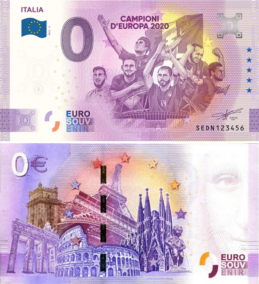 Banconota 0 Euro Italia Campione d'Europa 2020 - Italia 2021-2 -  Italia - 2021 