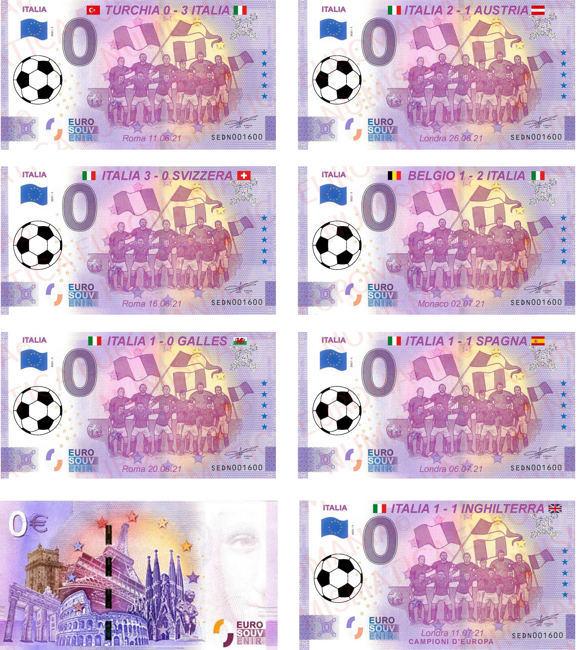 Banconota 0 Euro Nazionale Italiana - Set 7 Banconote Euro 2020 (SPECIAL EDITION)  -  Italia - 2021 