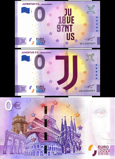 Banconota 0 Euro Juventus F.C. - Prodotto Ufficiale -  Italia - 2021 