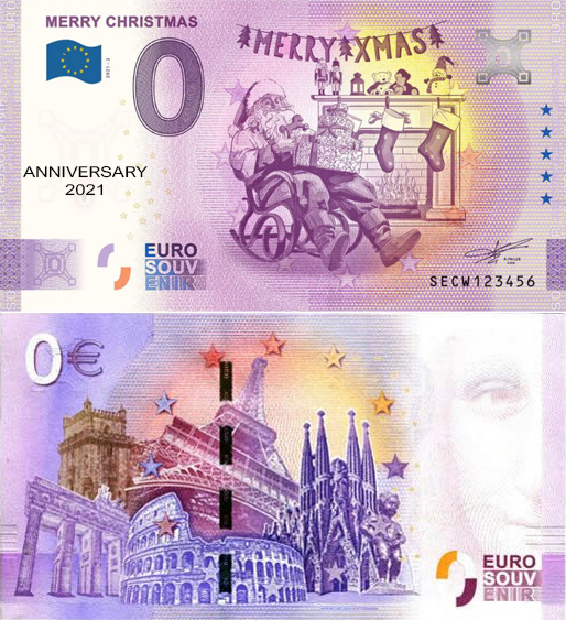 Banconota 0 Euro Merry Christmas - Italia N°2 (ANNIVERSARY) -  Italia - 2021 