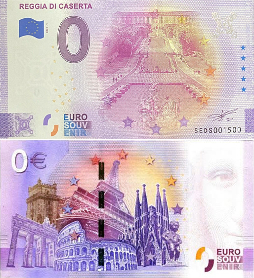 Banconota 0 Euro Reggia di Caserta -  Italia - 2021 