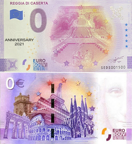 Banconota 0 Euro Reggia di Caserta (ANNIVERSARY) -  Italia - 2021 