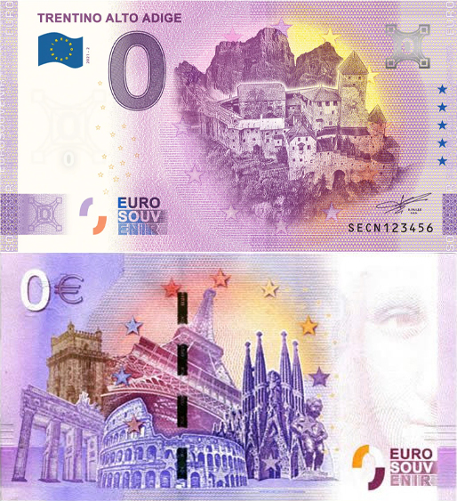 Banconota 0 Euro Trentino Alto Adige -  Italia - 2021 