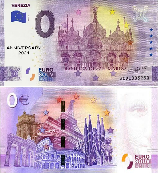Banconota 0 Euro Venezia - Basilica di San Marco (ANNIVERSARY) -  Italia - 2021 