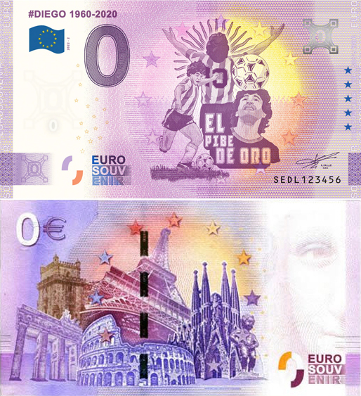 Banconota 0 Euro #Diego 1960-2020 -  Italia - 2022 