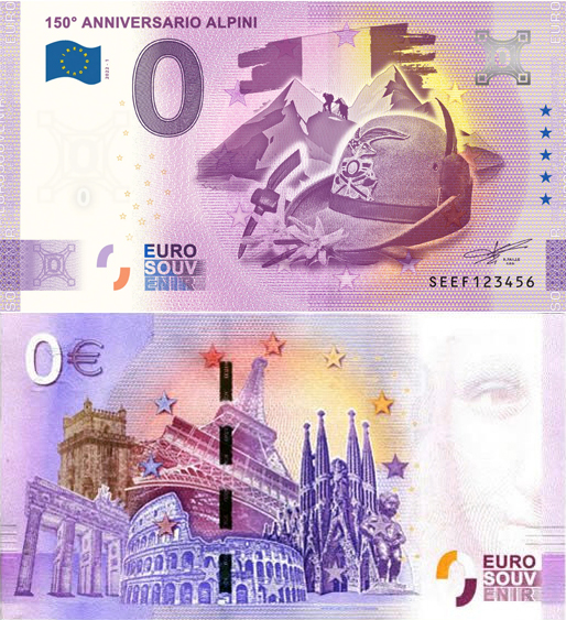 Banconota 0 Euro 150° Anniversario Alpini - 2022-1 -  Italia - 2022 