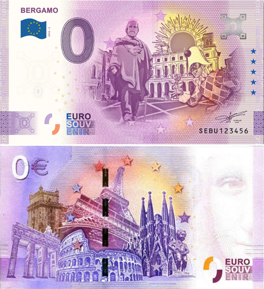 Banconota 0 Euro Bergamo -  Italia - 2022 