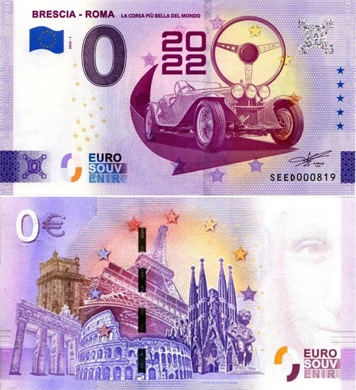Banconota 0 Euro Brescia - Roma "La Corsa Più Bella del Mondo" -  Italia - 2022 