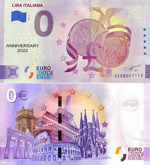 Banconota 0 Euro Lira Italiana (ANNIVERSARY) -  Italia - 2022 