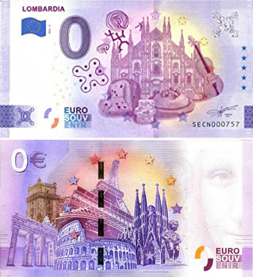 Banconota 0 Euro Lombardia -  Italia - 2022 