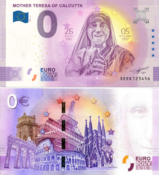 Banconota 0 Euro Mother Teresa of Calcutta -  Italia - 2022 