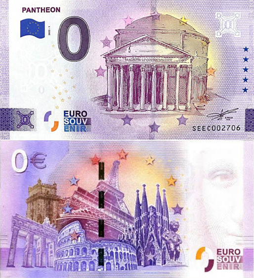 Banconota 0 Euro Pantheon -  Italia - 2022 