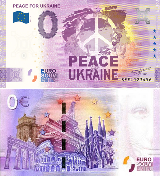 Banconota 0 Euro Peace for Ukraine -  Italia - 2022 