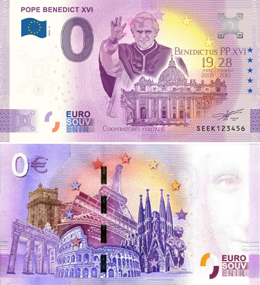 Banconota 0 Euro Pope Benedict XVI -  Italia - 2022 