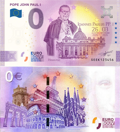 Banconota 0 Euro Pope John Paul I -  Italia - 2022 
