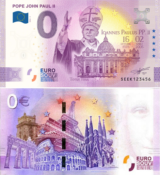 Banconota 0 Euro Pope John Paul II -  Italia - 2022 