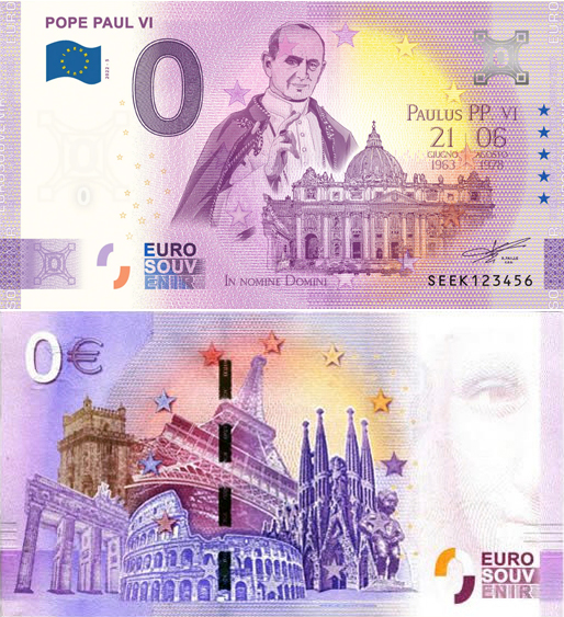 Banconota 0 Euro Pope Paul VI -  Italia - 2022 