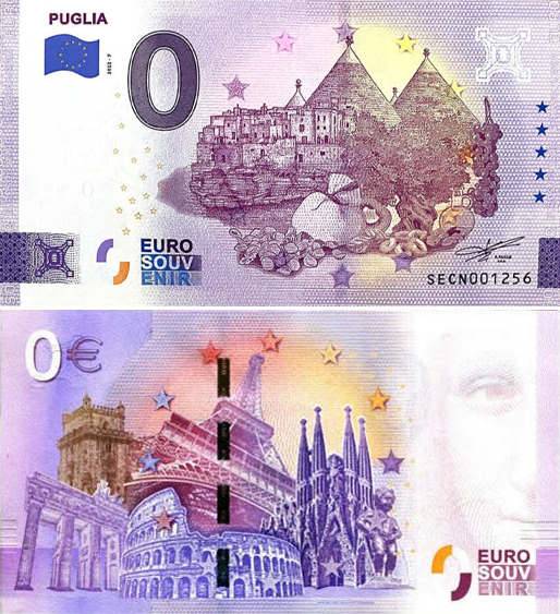 Banconota 0 Euro Puglia -  Italia - 2022 