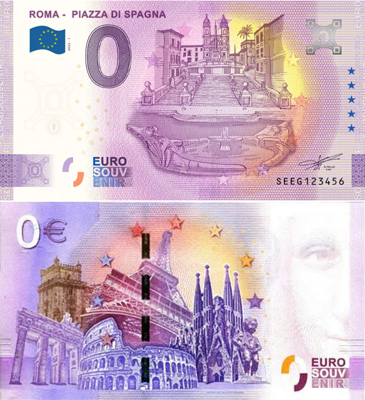Banconota 0 Euro Roma - Piazza di Spagna -  Italia - 2022 