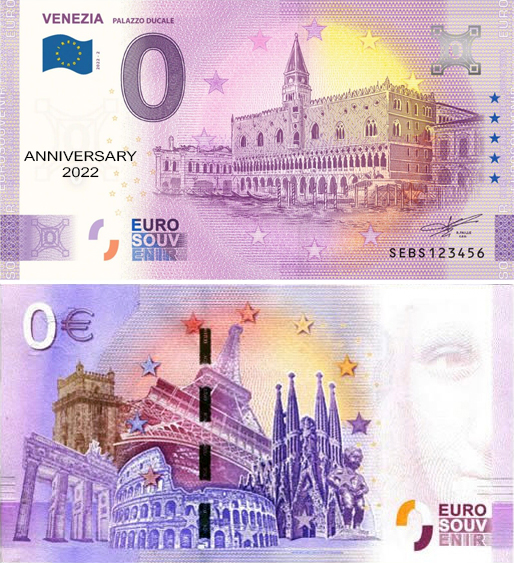 Banconota 0 Euro Venezia "Palazzo Ducale" (ANNIVERSARY) -  Italia - 2022 