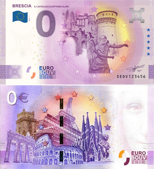 Banconota 0 Euro Brescia "Il Castello e la Vittoria Alata" -  Italia - 2022 