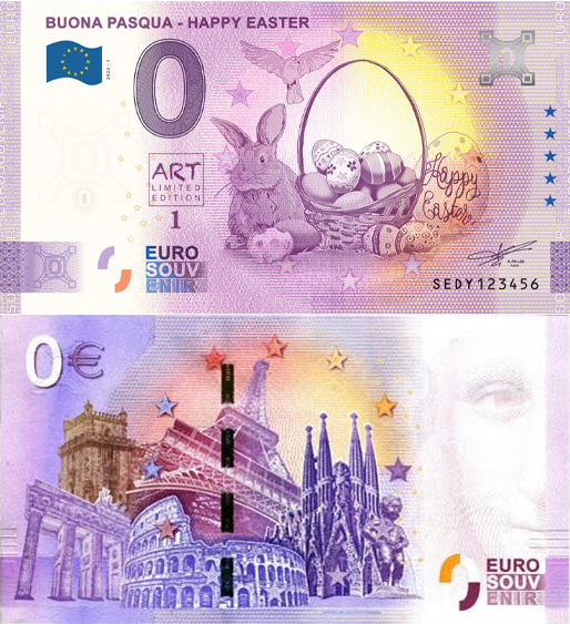 Banconota 0 Euro Buona Pasqua - Happy Easter -  Italia - 2022 