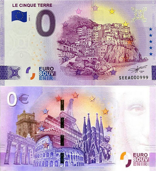 Banconota 0 Euro Le Cinque Terre -  Italia - 2022 