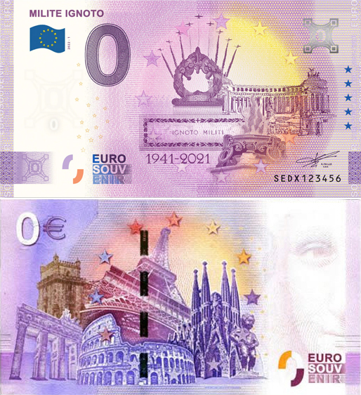 Banconota 0 Euro Milite Ignoto -  Italia - 2022 