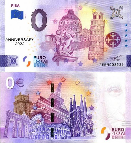 Banconota 0 Euro Pisa (ANNIVERSARY) -  Italia - 2022 
