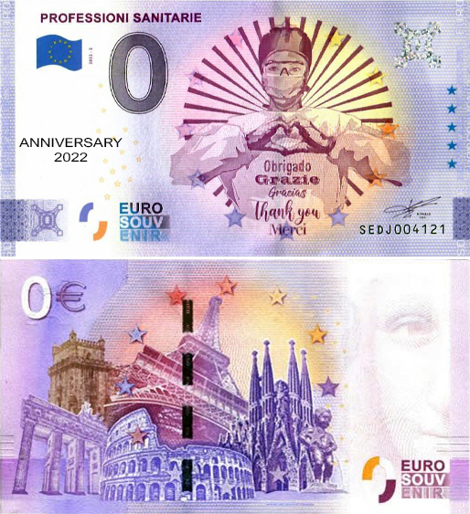 Banconota 0 Euro Professioni Sanitarie (ANNIVERSARY) -  Italia - 2022 