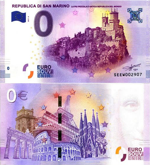 Banconota 0 Euro Repubblica di San Marino "La più Piccola e Antica Repubblica del Mondo" -  Repubblica di San Marino - 2017 