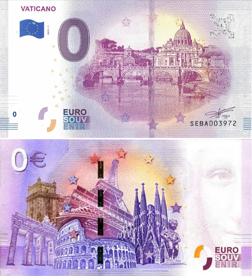 Banconota 0 Euro Vaticano - Vista dal Fiume -  Città del Vaticano - 2019 