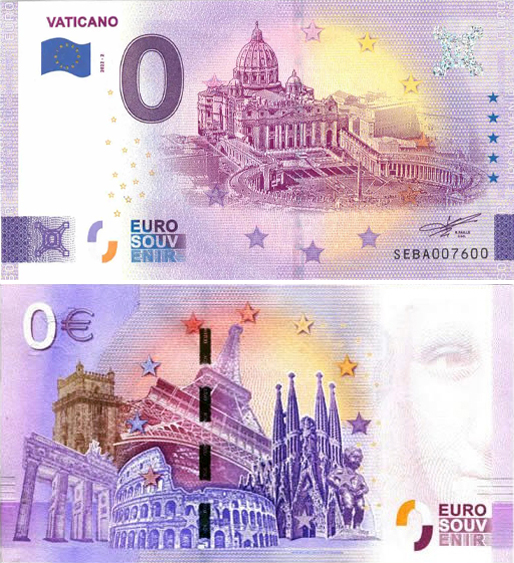 Banconota 0 Euro Vaticano - Vista Aerea -  Città del Vaticano - 2022 