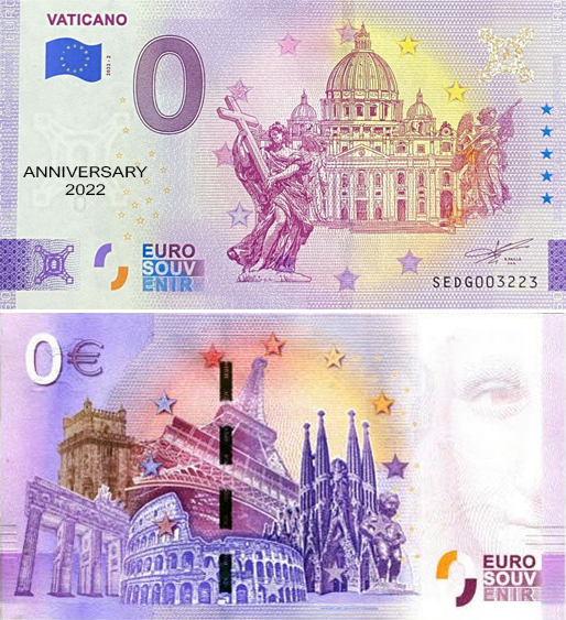 Banconota 0 Euro Vaticano (ANNIVERSARY) -  Città del Vaticano - 2022 