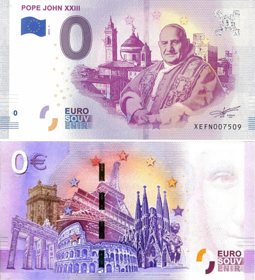 Banconota 0 Euro Pope John XXIII -  Italia - 2019 