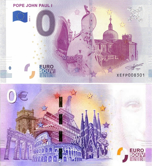 Banconota 0 Euro Pope John Paul I -  Italia - 2019 