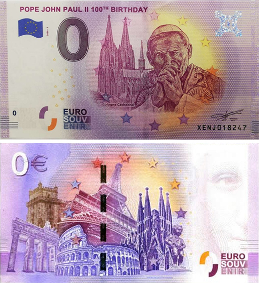Banconota 0 Euro Pope John Paul II 100° Birthday -  Italia - 2020 