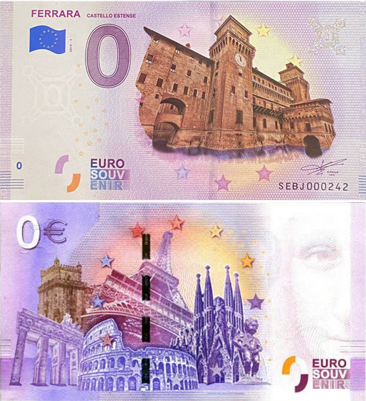 Banconota 0 Euro Ferrara "Castello Estense" (COLORATA) -  Italia - 2019 