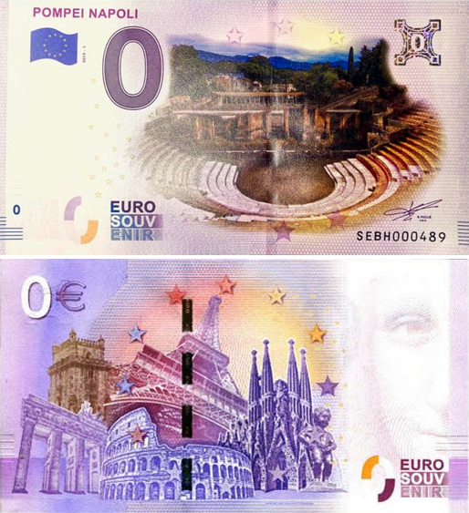 Banconota 0 Euro Pompei Napoli (COLORATA) -  Italia - 2019 