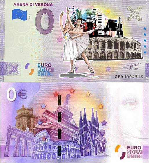 Banconota 0 Euro Arena di Verona (COLORATA) -  Italia - 2021 
